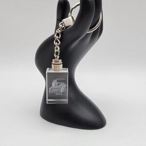 Crazy Horse Memorial Etched Crystal Cube Keychain Souvenir Key Ring